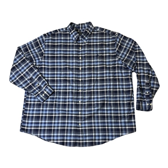 Brooks Brothers Other - Brooks Brothers mens 3XLT Tall blue plaid non-iron oxford button up shirt EUC